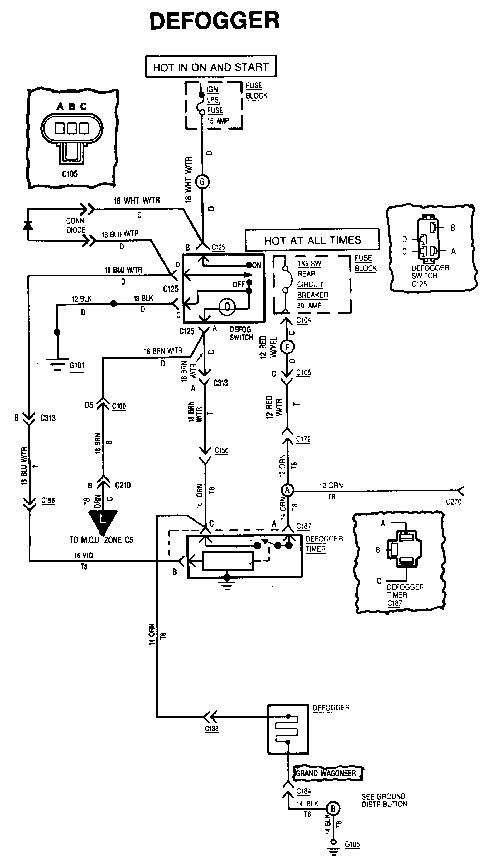 Rear Windows Defogger diagram - click to download full size diagram in zip format